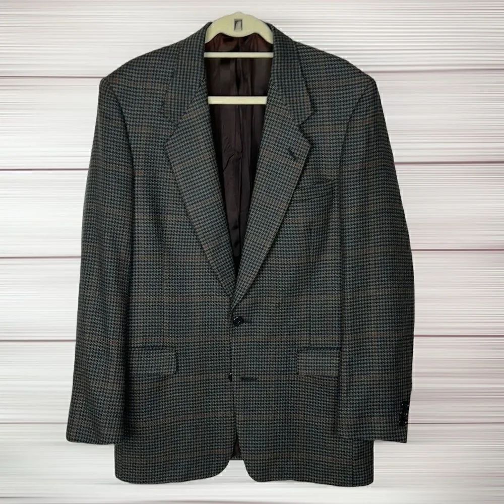 Pierre Cardin Glen Check Houndstooth Sport Coat Blazer 2 Button